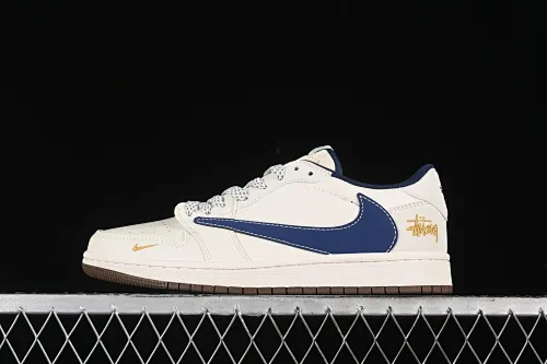 All categories Air Jordan Jordan series basketball shoes Air Jordan 1 Low High-end customized low-top sneakers Travis Scott x Fragment Design x Air Jordan 1 Low OG SP AJ1 Joe 1 Stussy joint-brown bottom blue hook low-top cultural casual sneakers XY2688-121